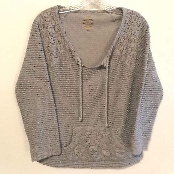 Ruff Hewn Tops - Ruff Hewn Grey Long Sleeved V-Neck Pullover Top L